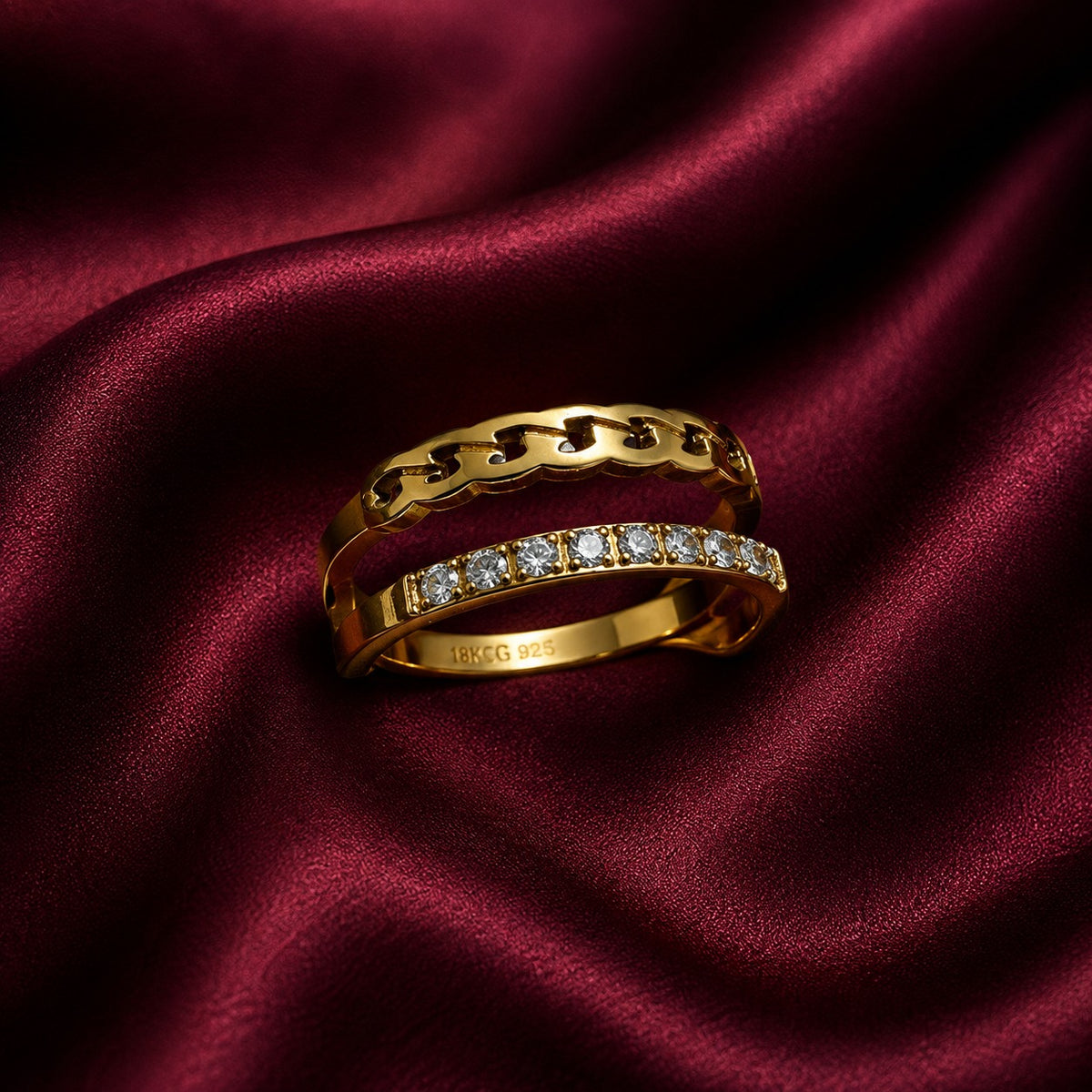 Double Band Crystal Ring