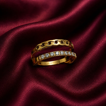 Double Band Crystal Ring