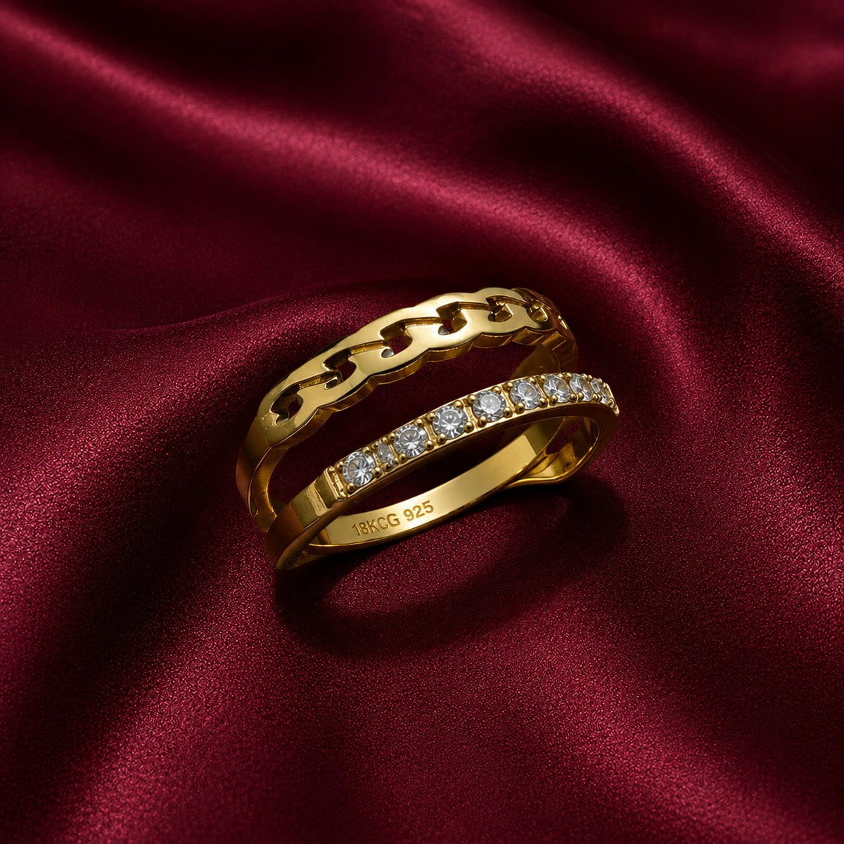 Double Band Crystal Ring