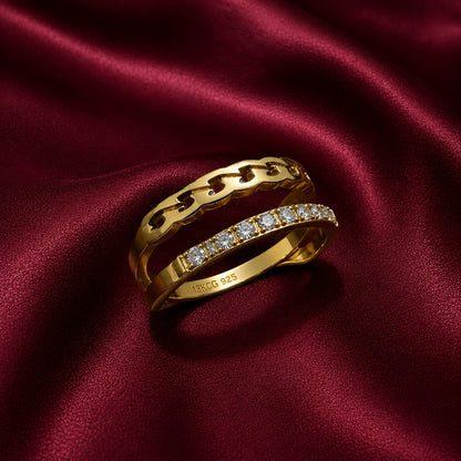 Double Band Crystal Ring