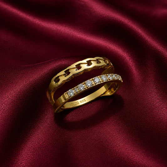 Double Band Crystal Ring